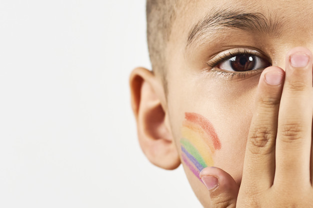 half face portrait lgbt family child 197463 232